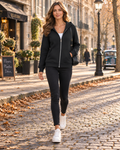 Imogen Women's Fitted Zip-Up Hoodie – Cotton-Blend Fabric, Fixed Hood & Front Handy Pockets