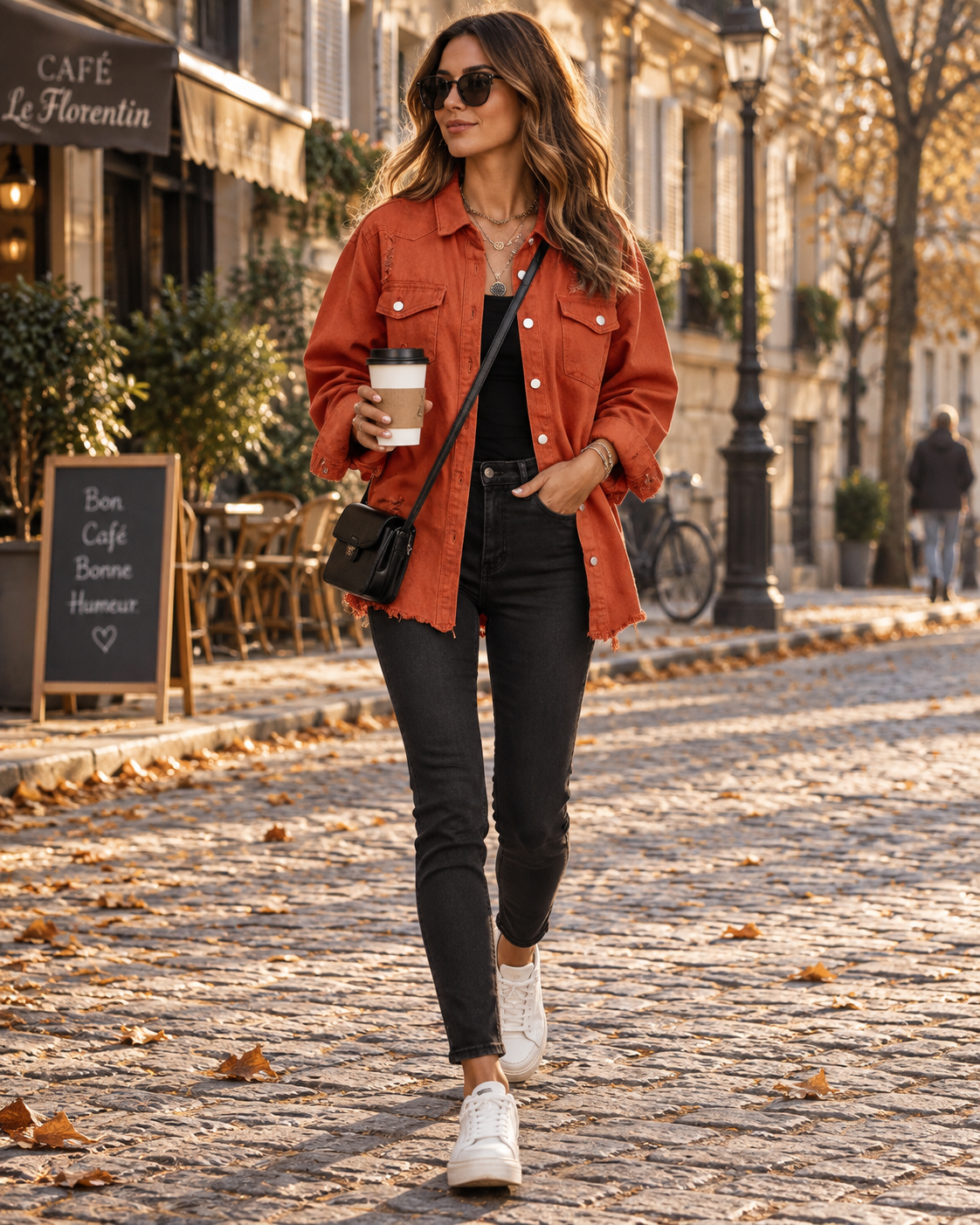Farah Women's Oversized Denim Jacket – Boyfriend Fit, Button-Up Front & Deep Handy Pockets
