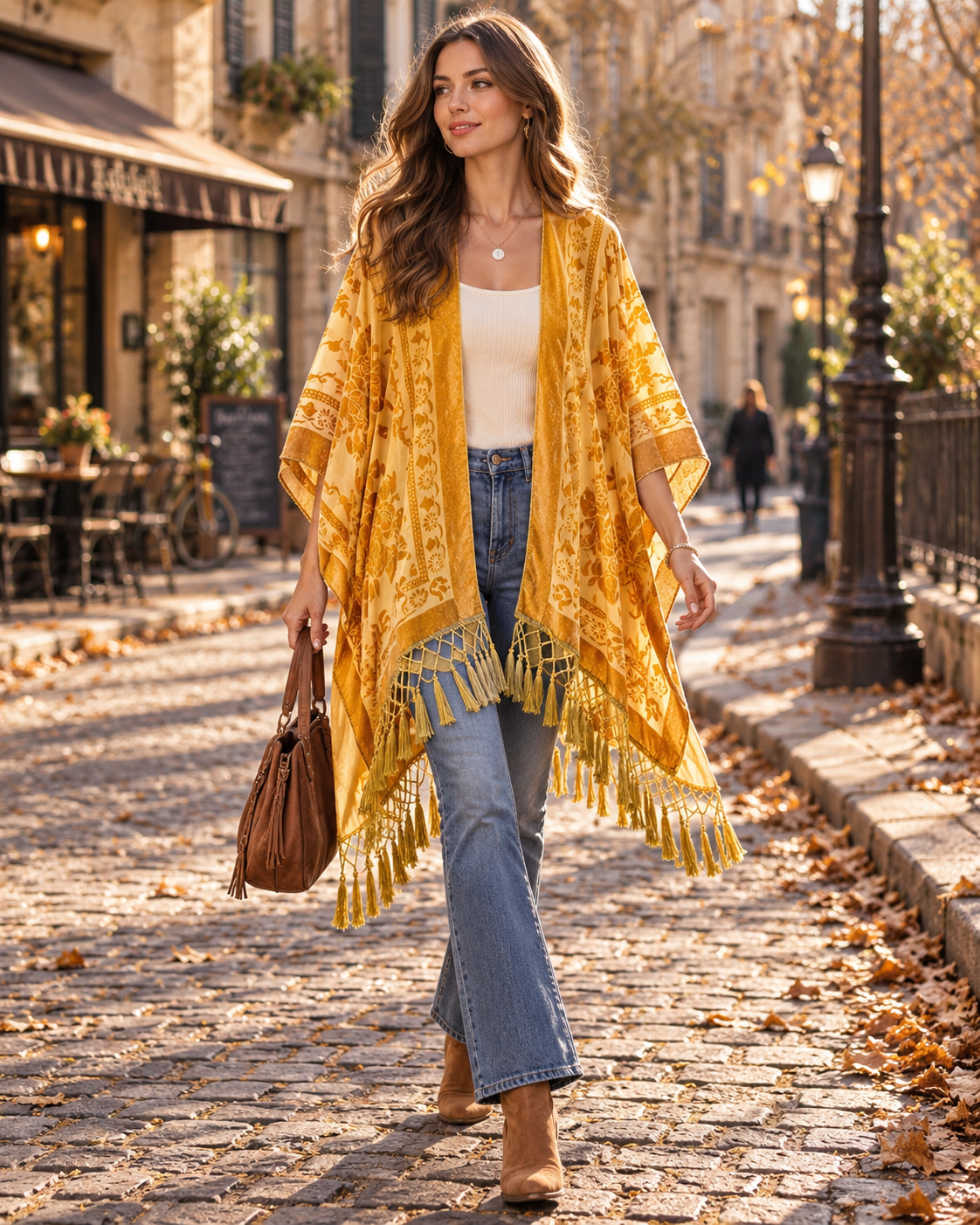 Teresa Women's Velvet Kimono – Open Front, Flowing Fit & Versatile Layering