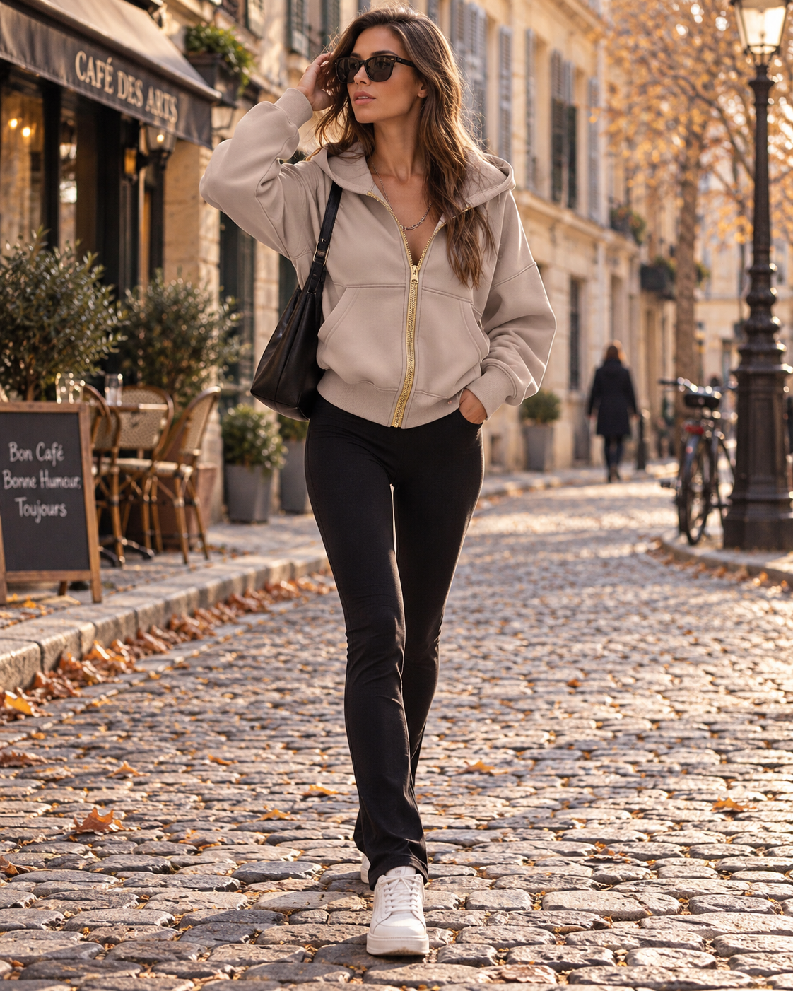 Cynthia Women's Zip-Up Hoodie – Drop Shoulders, Loose Fit & Front Pockets