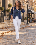 Rose Women's Western Denim Jacket – Button Front, Flap Chest & Side Pockets