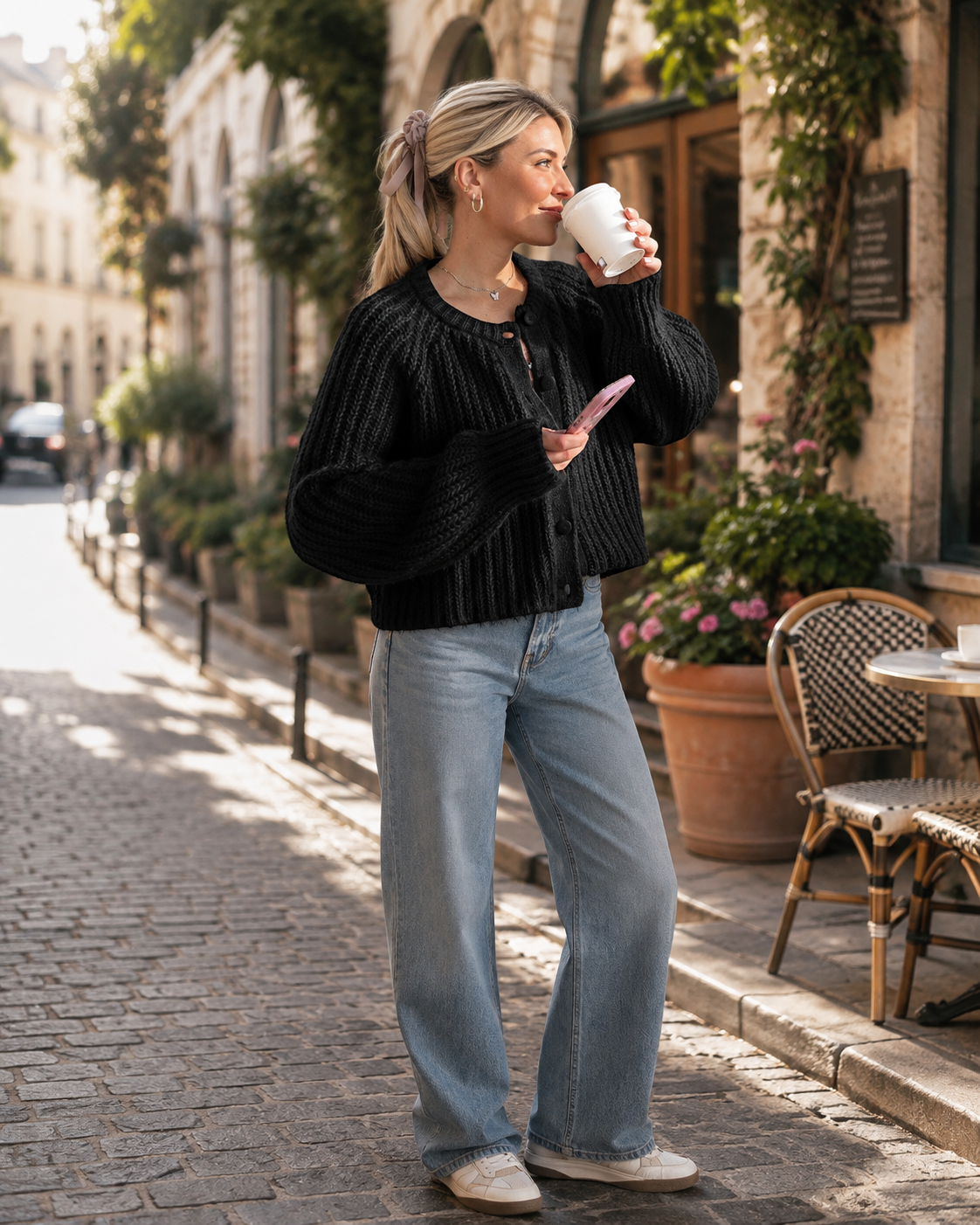 Saoirse Women's Knit Cardigan – Button-Up Front, Dropped-Shoulder Design & Comfortable Fit