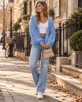 Gwendolyn Women's Oversized Knit Cardigan – V-Neck, Button Front & Long Sleeves