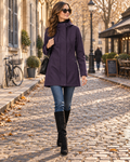 Colleen Women's Hooded Softshell Jacket – 2-Way Zip, Fleece Lining & Adjustable Waist