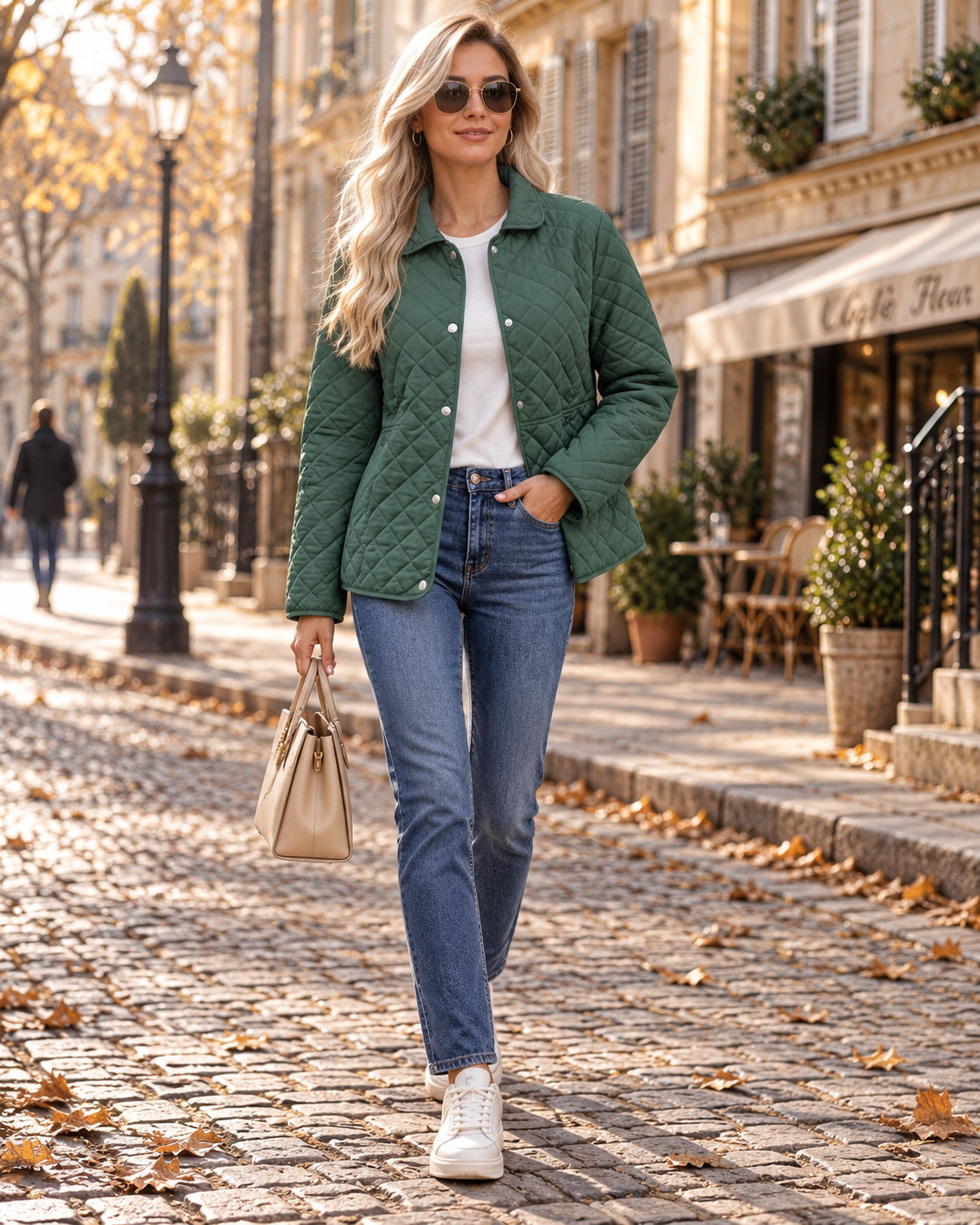 Robina Women's Diamond Quilted Jacket – Snap Front, Stand Collar & Pockets