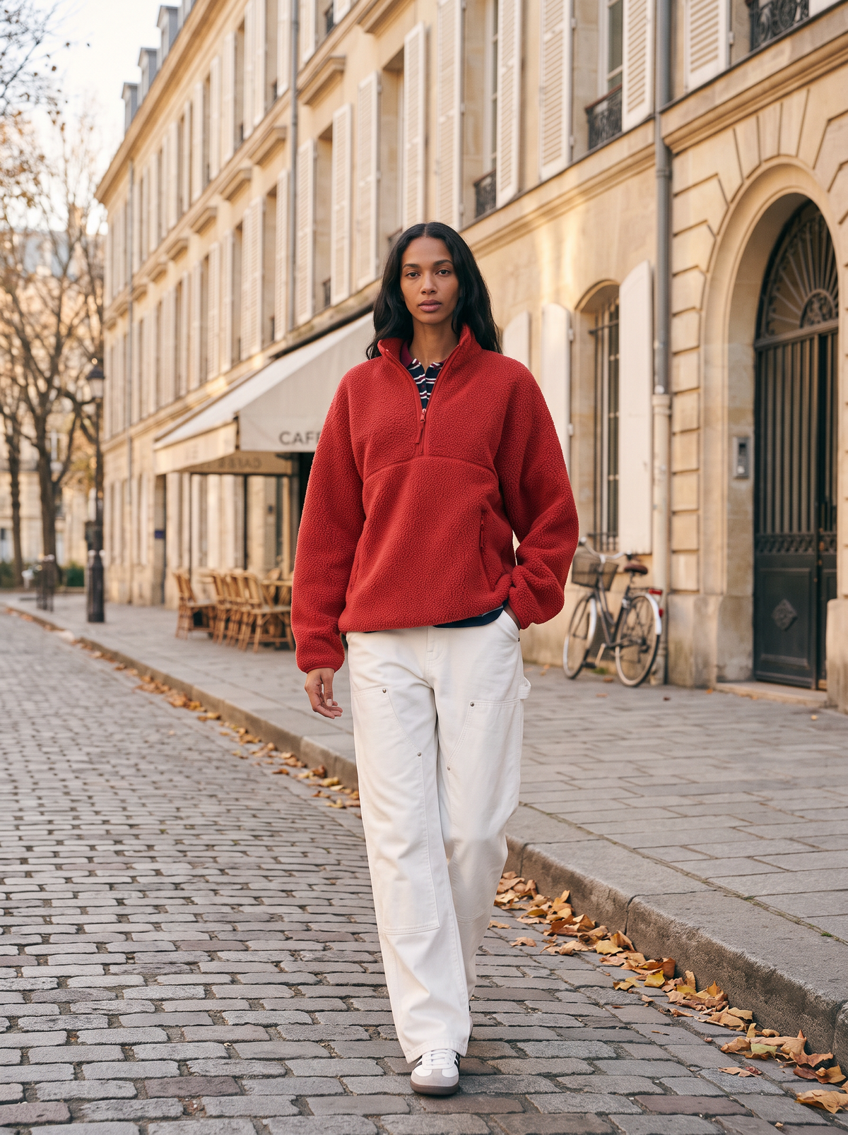 Ellen Women's Fleece Pullover – Half Zip, Stand Collar, Drop Shoulders & Side Pockets