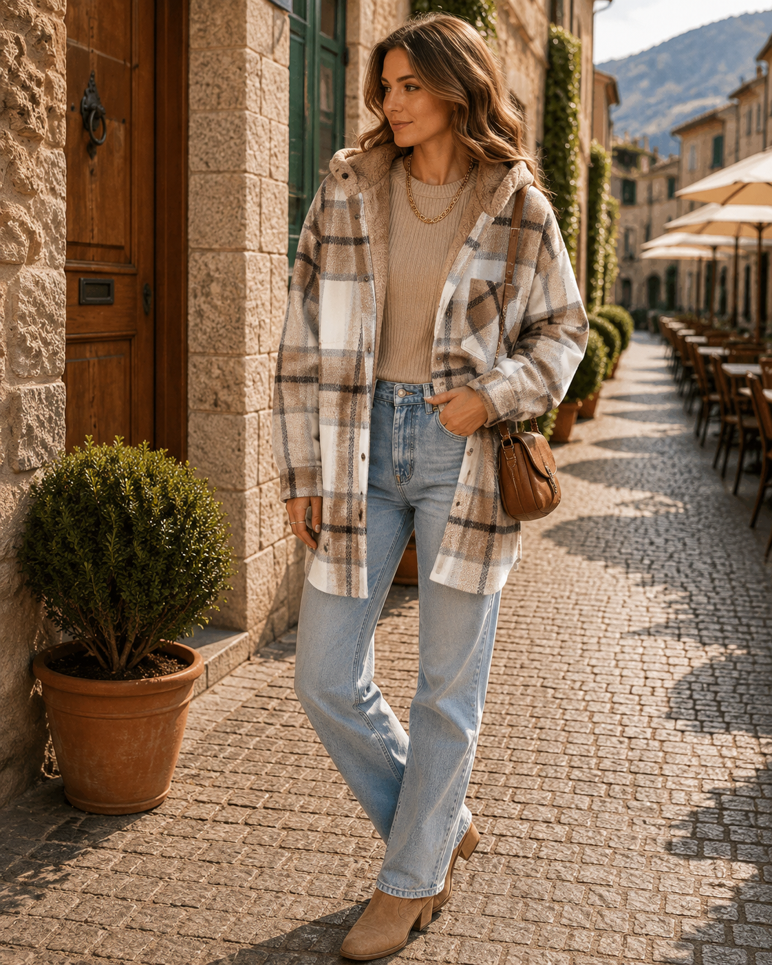 Theodric Women's Plaid Shacket – Loose Silhouette, Button-Up Front & Chest Pocket