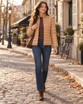Amber Women's Packable Puffer Jacket – Quilted, Stand Collar & Zipped Pockets