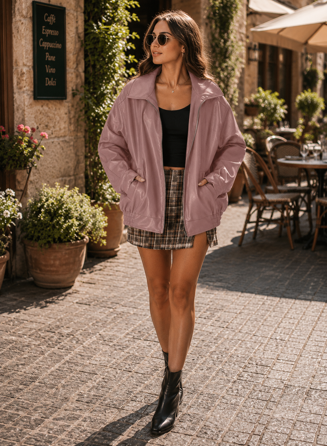 Balthazar Women's Vegan Leather Jacket – Loose Silhouette, Zip-Up Front & Boyfriend Style