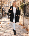 Belphoebe Women's Long Knit Cardigan – Balloon Sleeves, Side Splits & Handy Pockets