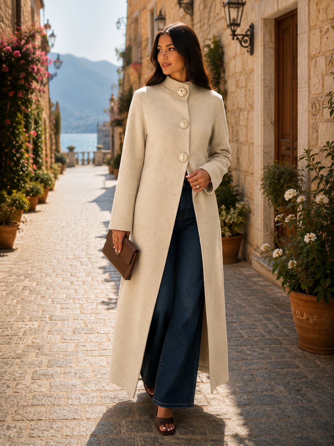 Sindri Women's Long Cardigan – Gold-Tone Buttons, Plush Knit & Sophisticated Fit