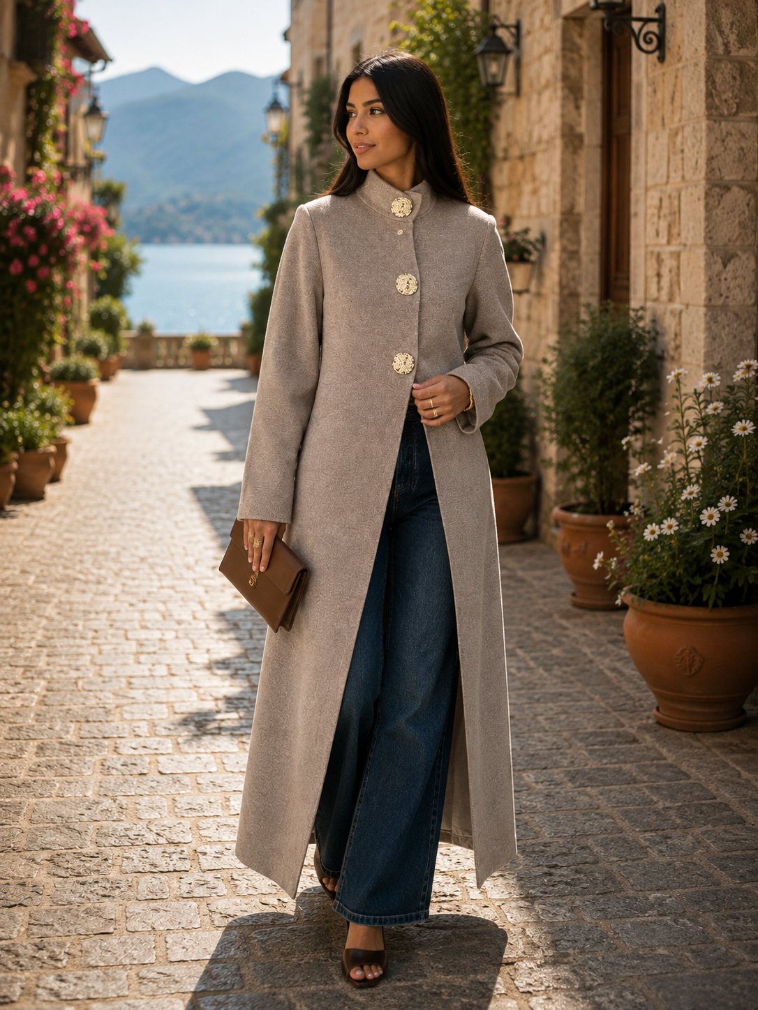 Sindri Women's Long Cardigan – Gold-Tone Buttons, Plush Knit & Sophisticated Fit
