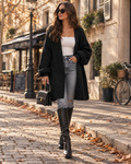 Eden Women's Oversized Long Cardigan – Open Front, Drop Shoulders & Ribbed Cuffs