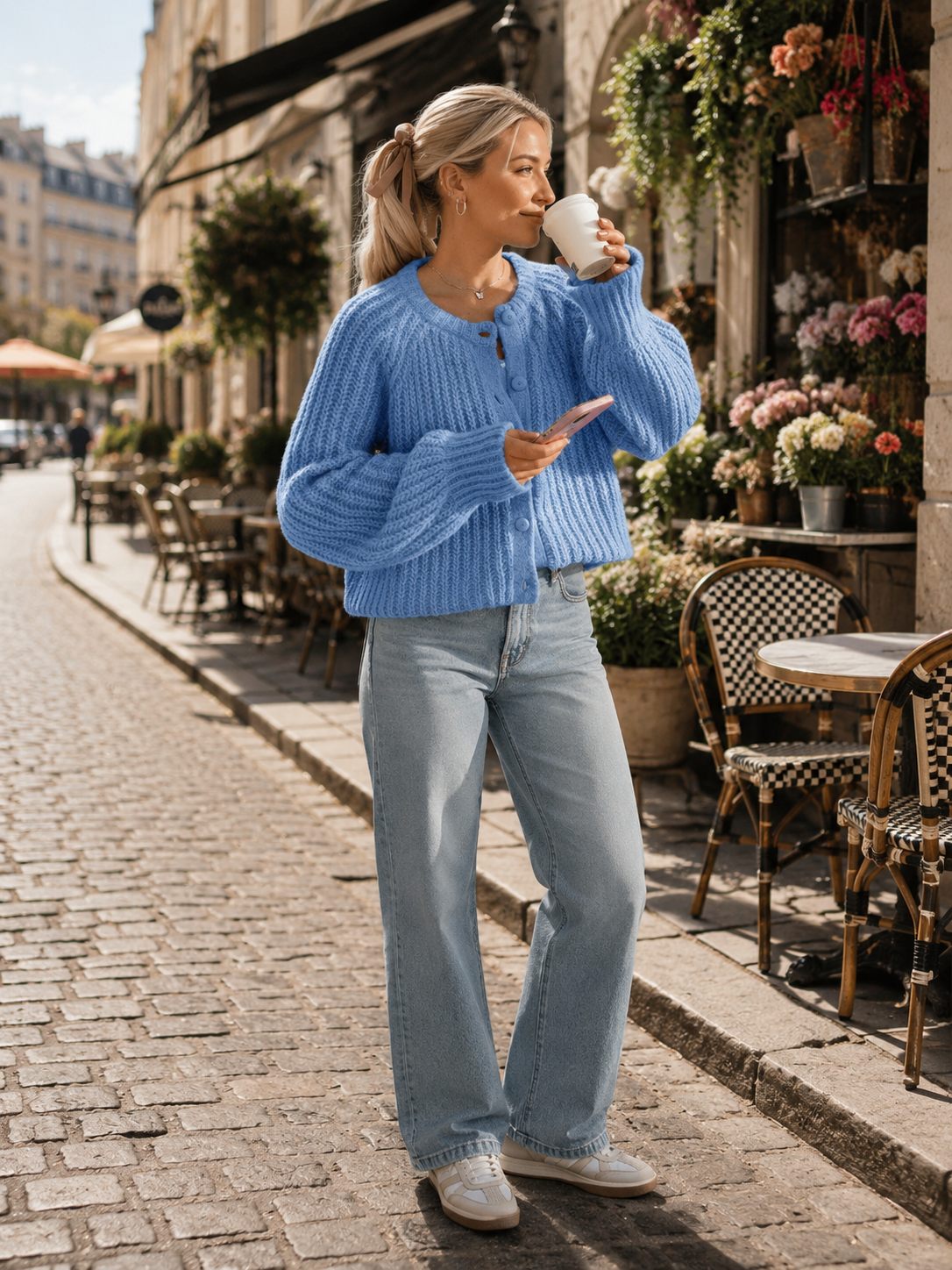 Saoirse Women's Knit Cardigan – Button-Up Front, Dropped-Shoulder Design & Comfortable Fit