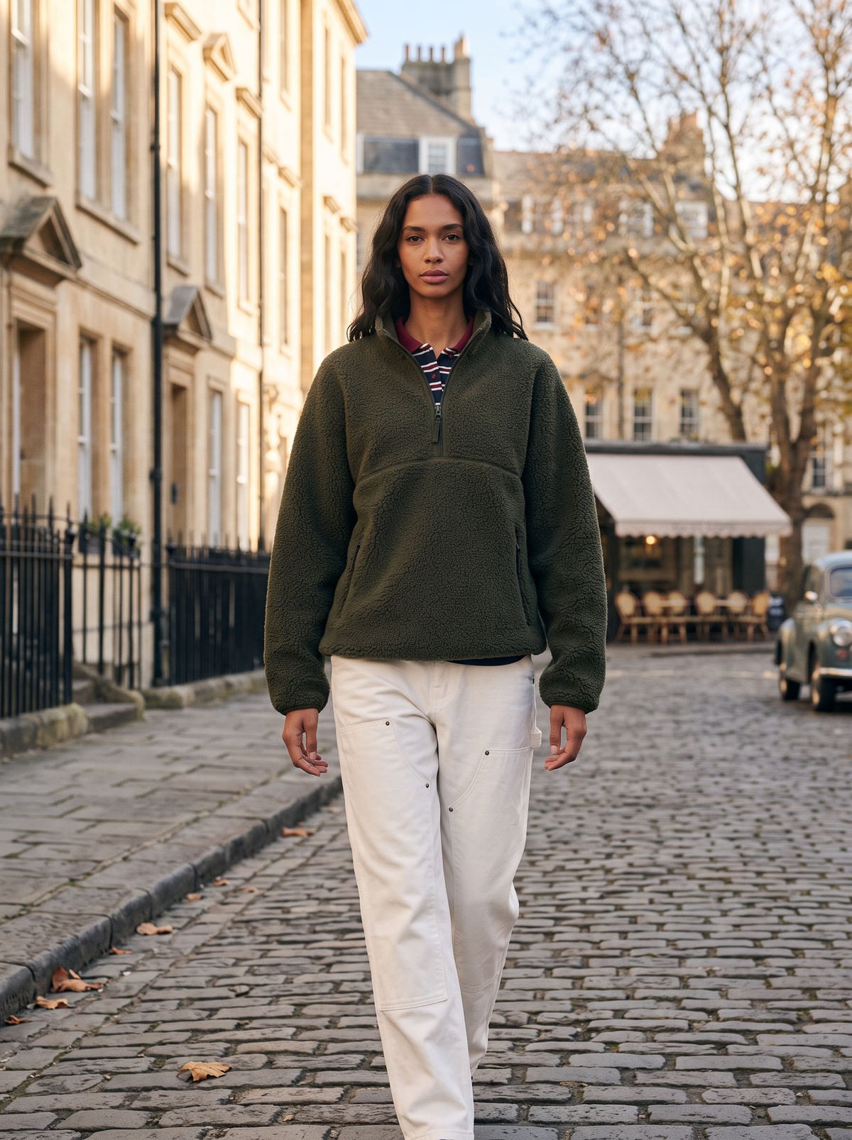 Ellen Women's Fleece Pullover – Half Zip, Stand Collar, Drop Shoulders & Side Pockets