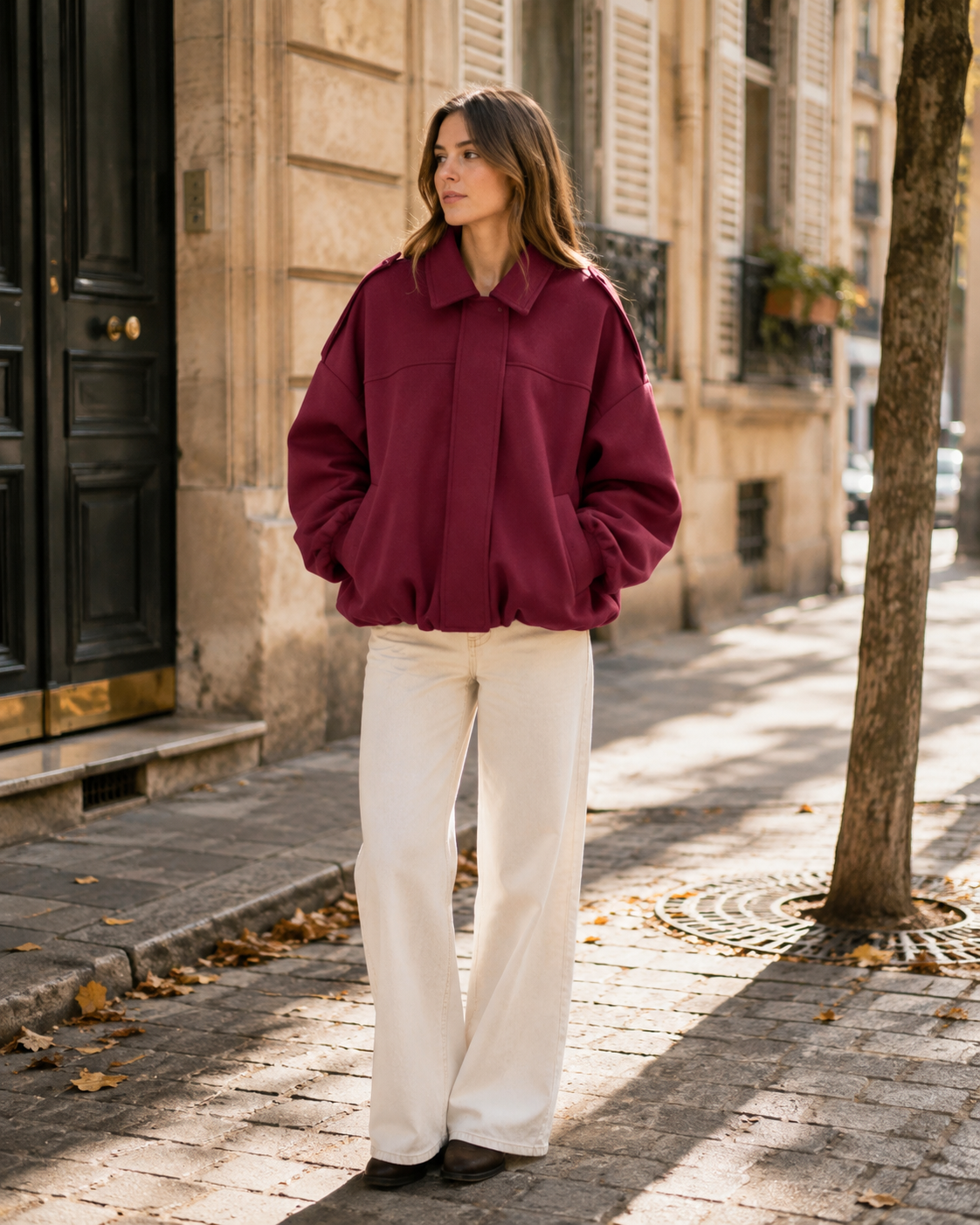 Torsten Women's Faux Suede Bomber Jacket – Roomy Fit, Dolman Sleeves & Zip-Up Front