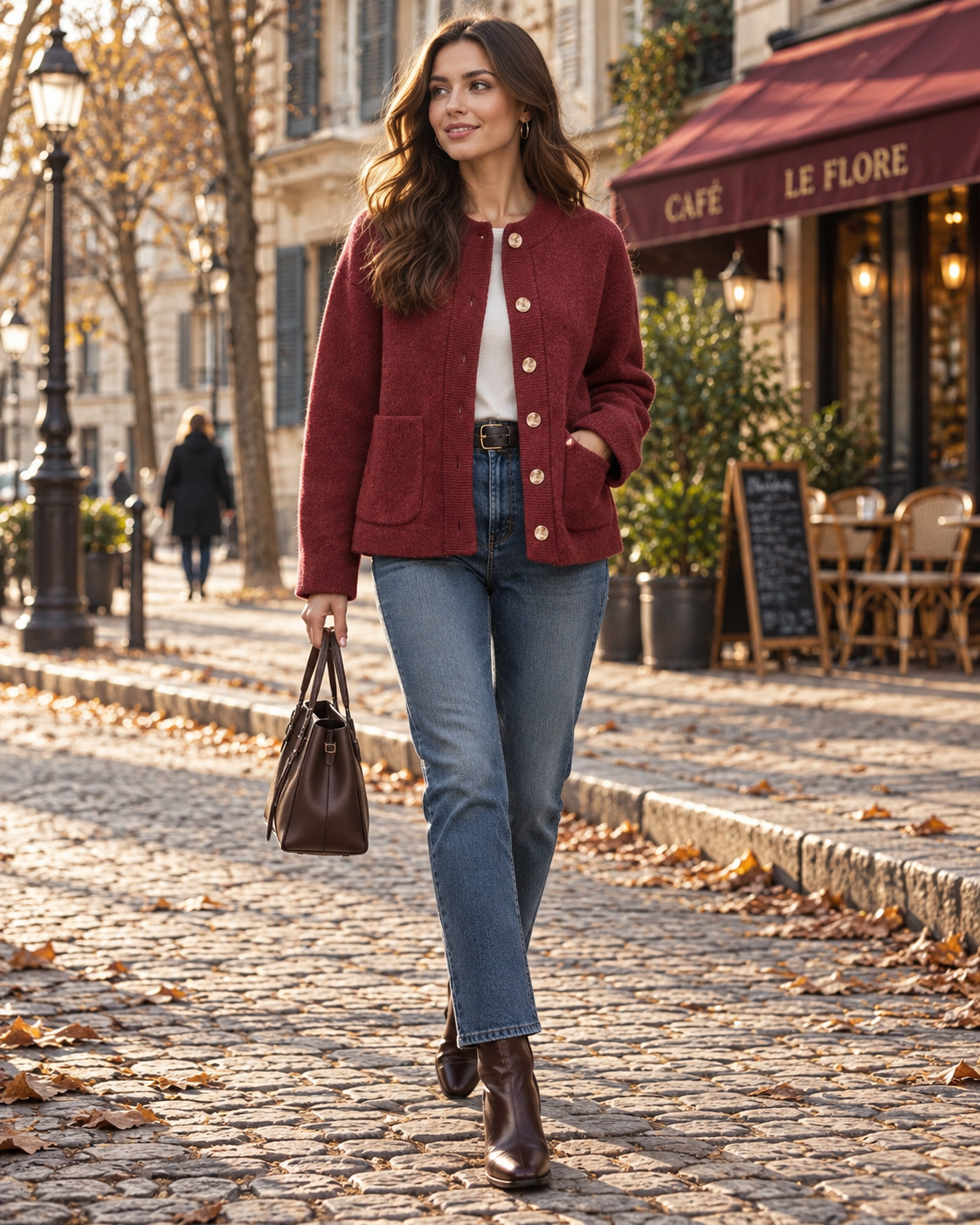 Linda Women's Knit Cardigan – Button Front, Long Sleeves & Side Pockets