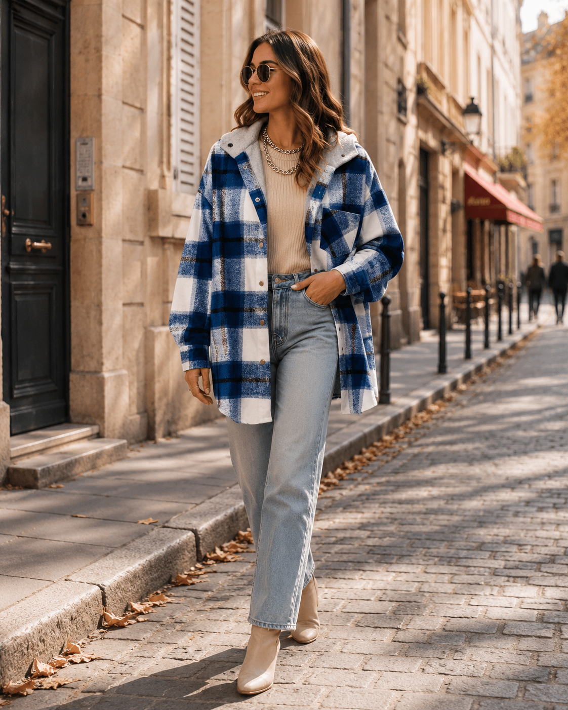 Rilke Women's Plaid Shacket – Loose Silhouette, Button-Up Front & Chest Pocket