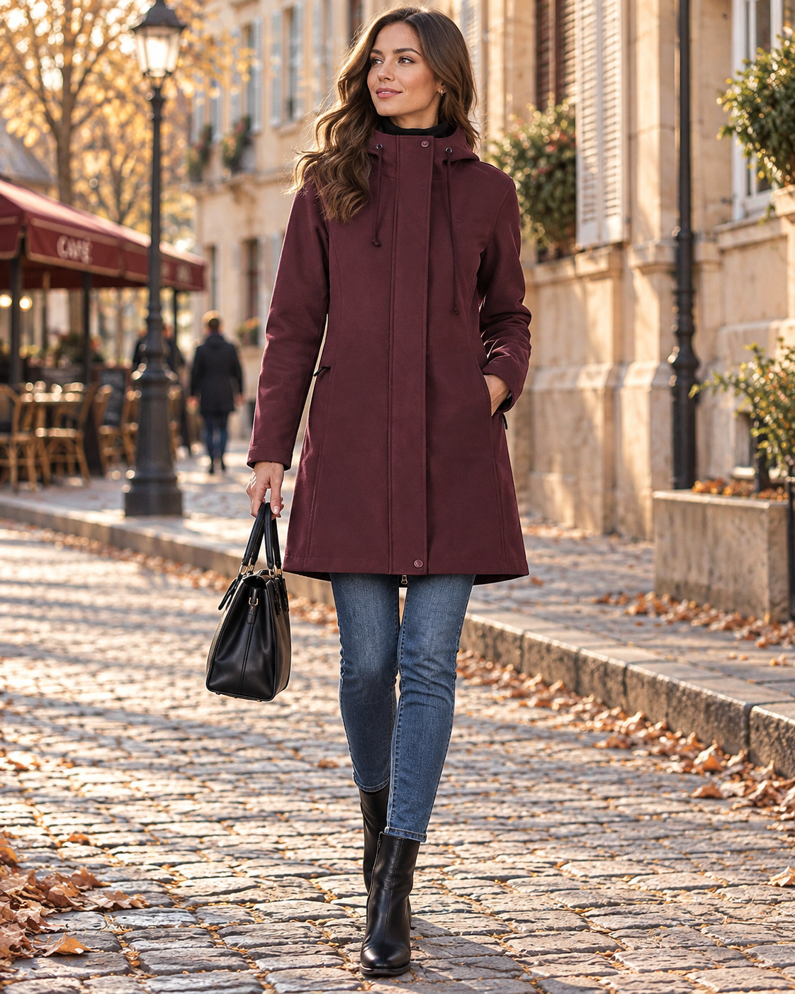 Colleen Women's Hooded Softshell Jacket – 2-Way Zip, Fleece Lining & Adjustable Waist