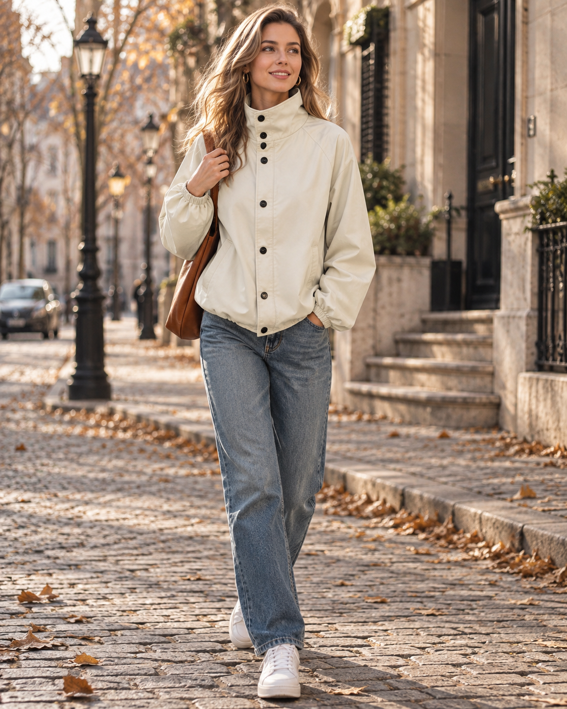 Rosemary Women's Oversized Bomber Jacket – High Neck, Balloon Sleeves & Elastic Hem