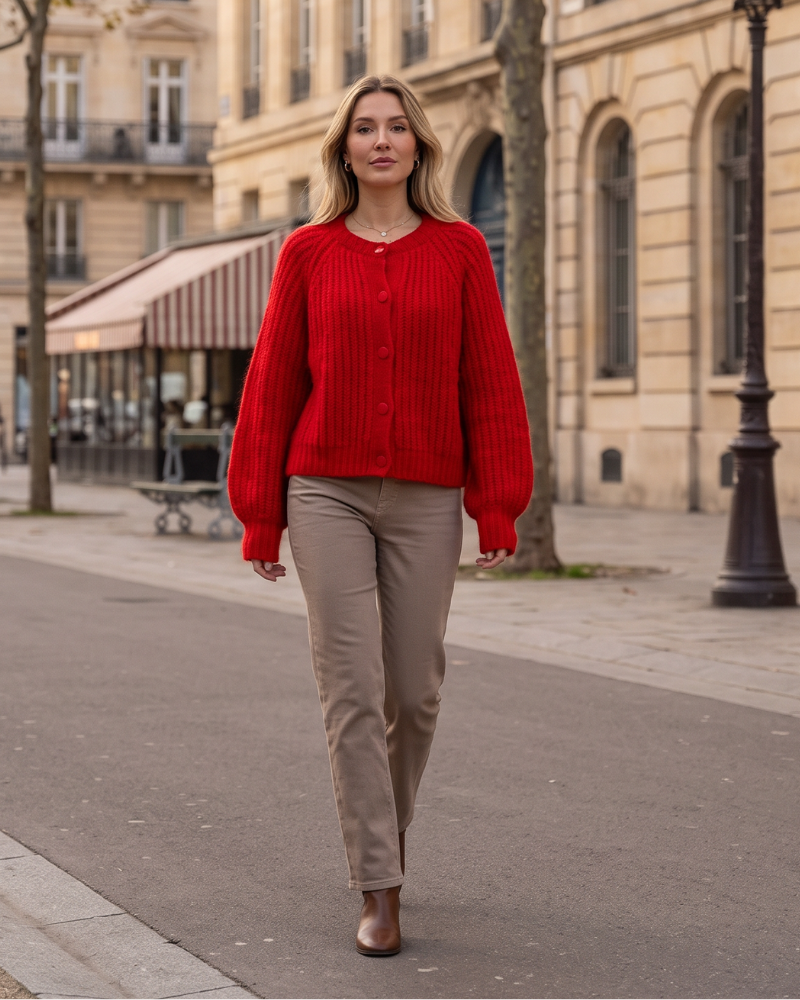 Shannon Women's Knit Cardigan – Button Front, Round Neck, Drop Shoulders & Relaxed Fit