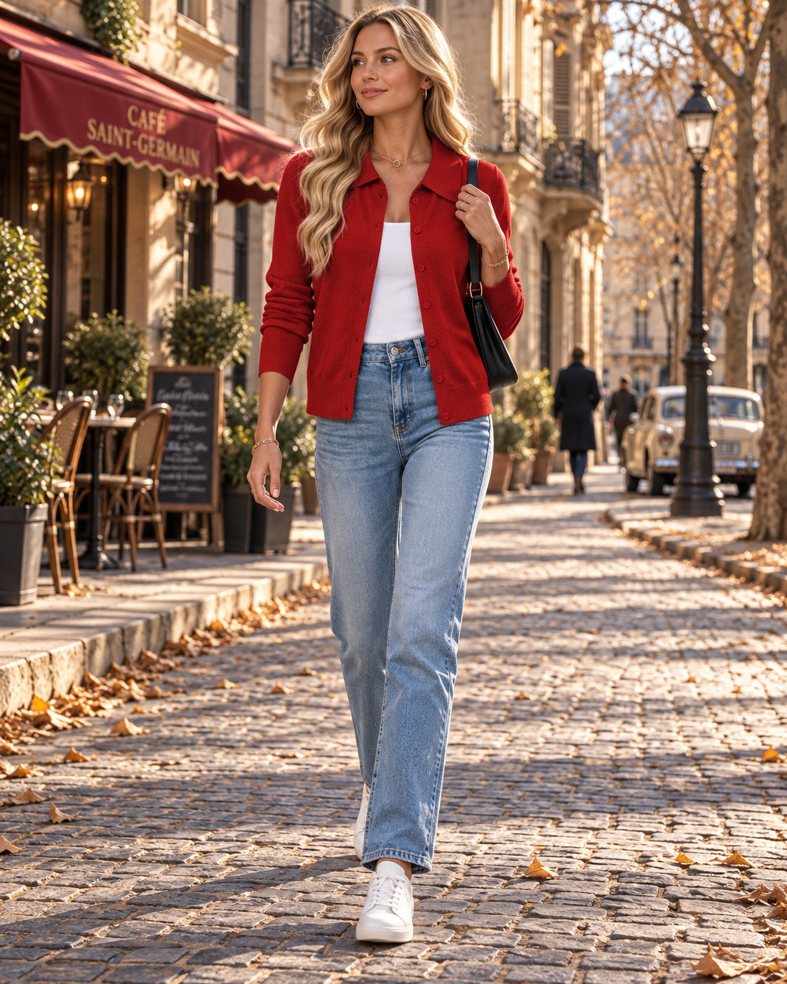 Renata Women's Wool-Blend Cardigan – Notched Lapel, Button-Up Front & Ribbed Cuffs