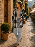 Theodric Women's Plaid Shacket – Loose Silhouette, Button-Up Front & Chest Pocket