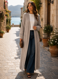 Thalassa Women's Long Knitted Cardigan – Gentle Textured Knit & Open-Front Design