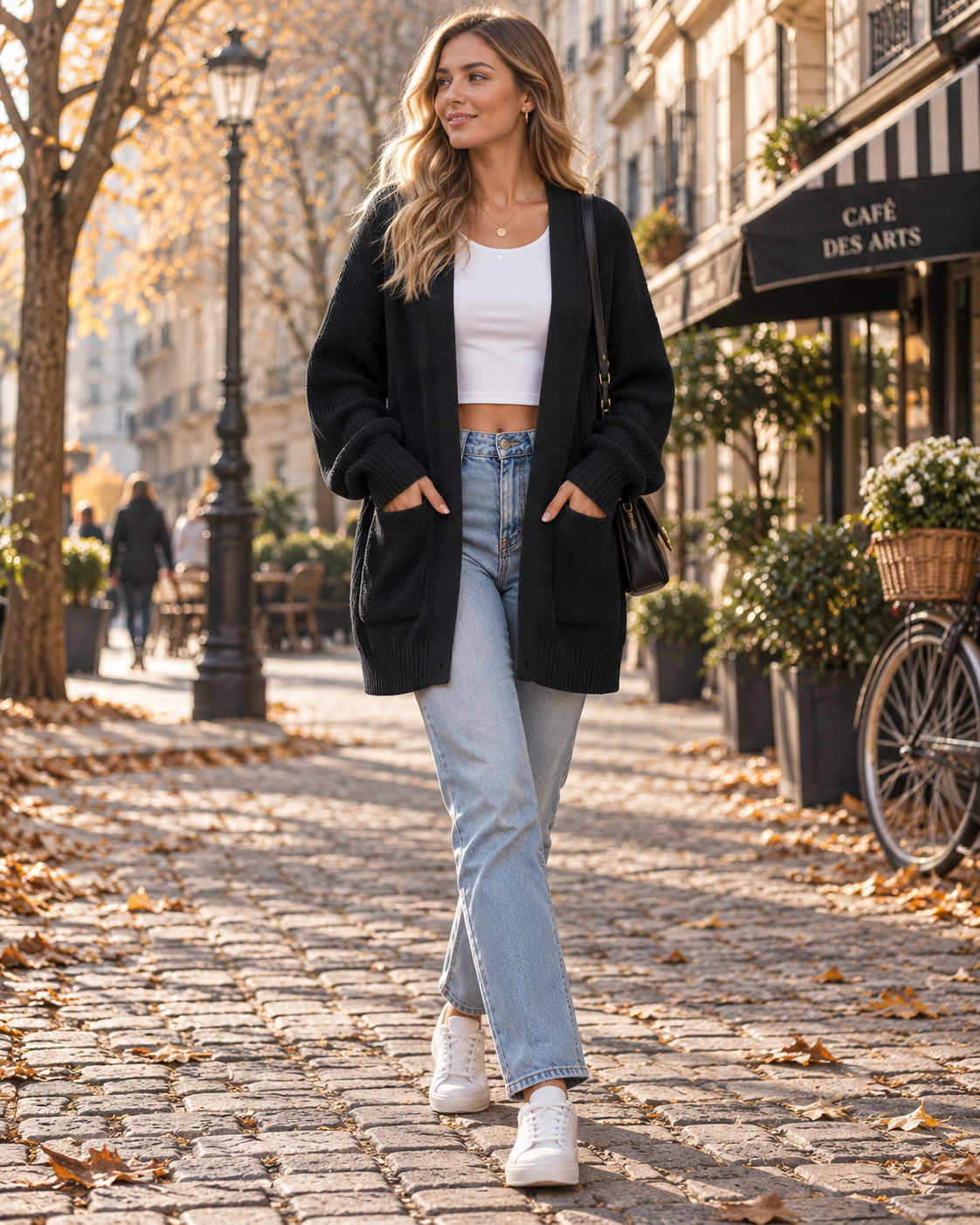 Giselle Women's Oversized Knit Cardigan – Open-Front Design, Dropped-Shoulder Design & Patch Handy Pockets