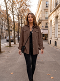Farah Women's Oversized Denim Jacket – Boyfriend Fit, Button-Up Front & Deep Handy Pockets