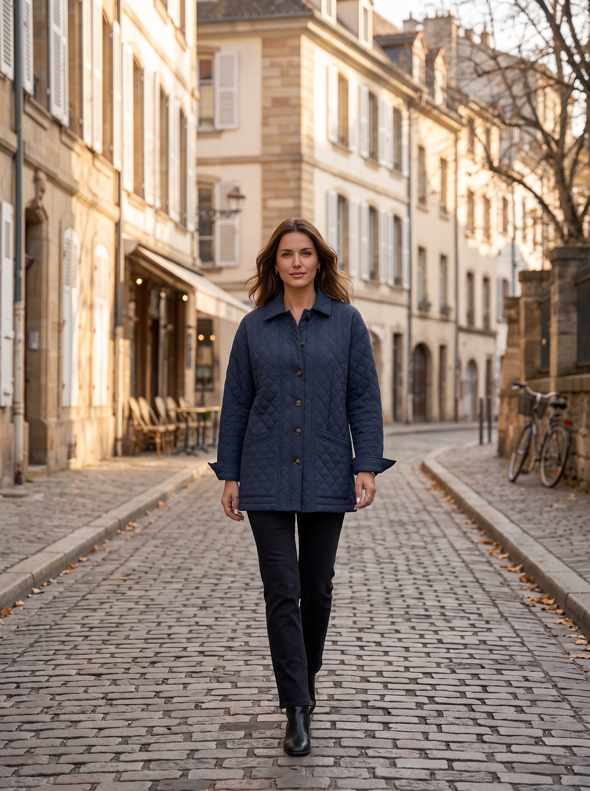 Ulyana Women's Diamond Quilted Jacket – Button-Up Front, Mandarin Collar & Handy Pockets