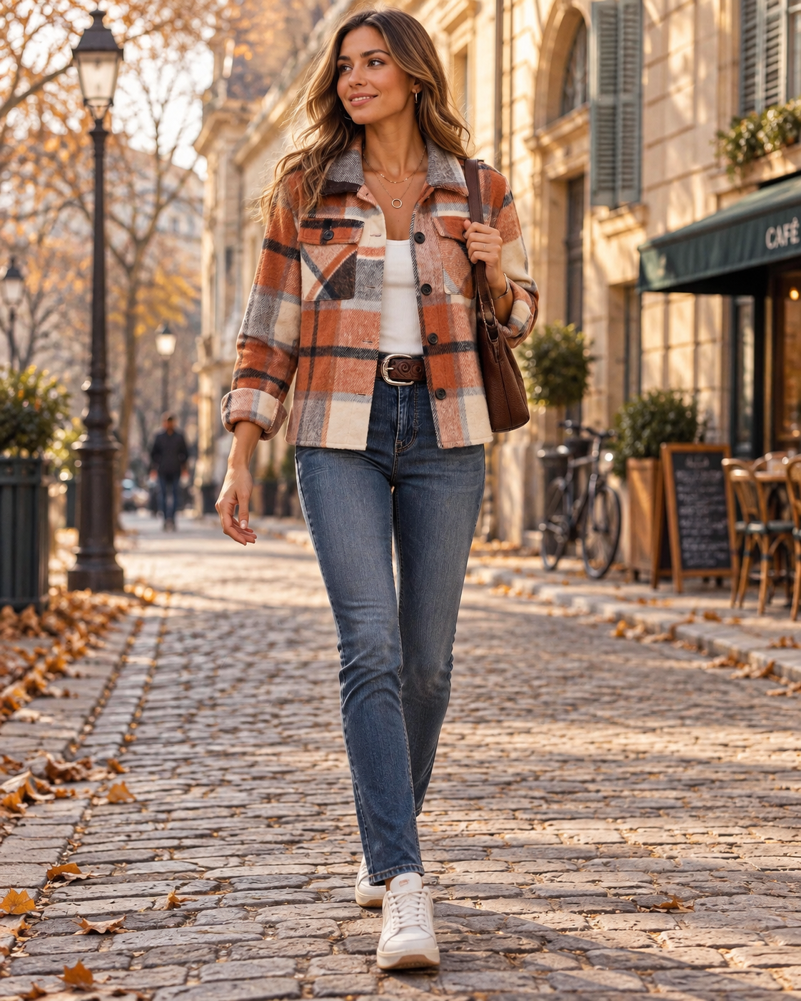 Belinda Women's Cropped Plaid Flannel Jacket – Button Front, Lapel & Chest Pockets