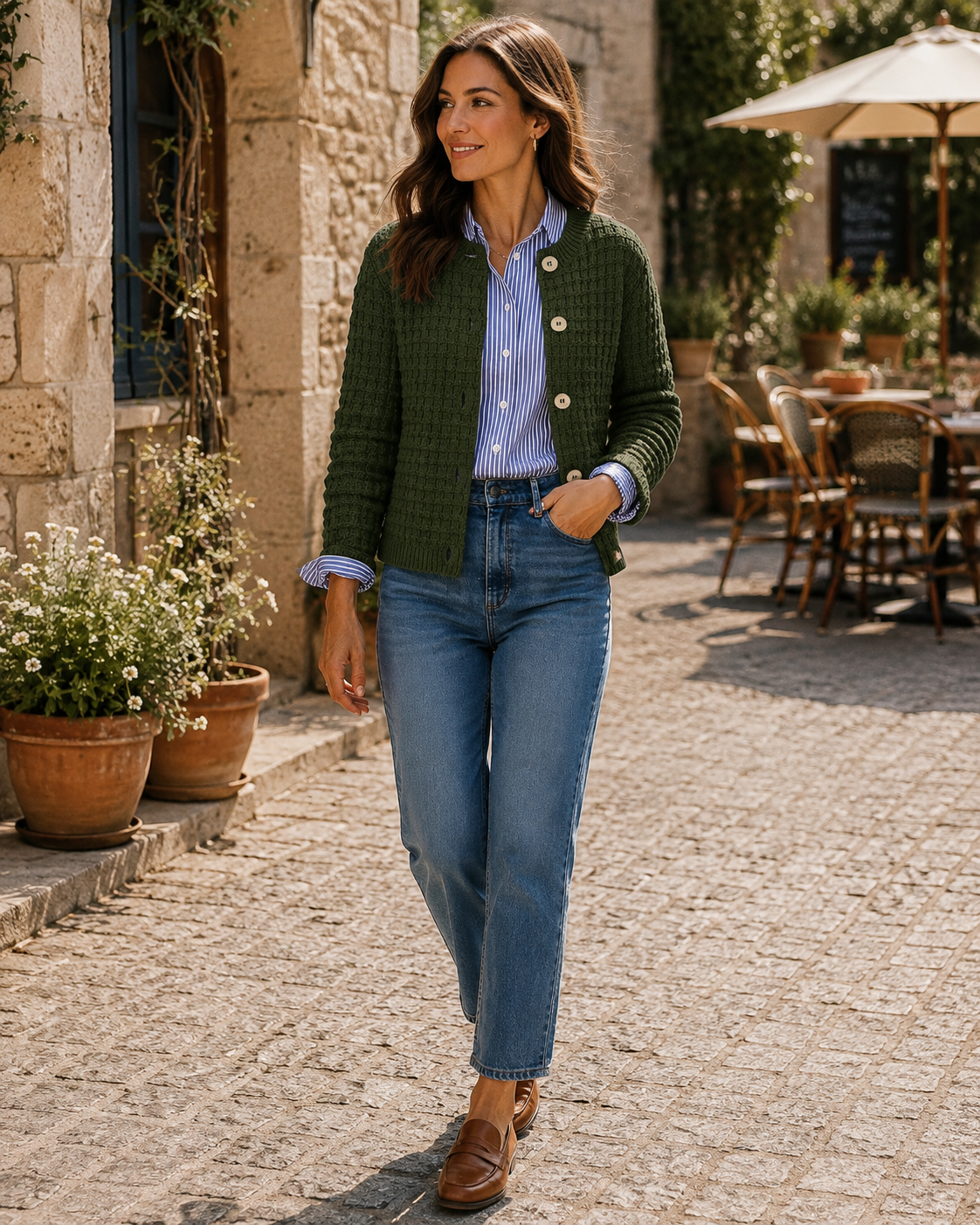 Iolanthe Women's Cotton Cardigan – Button-Up Front, Ribbed Knit Fabric & Easy Fit