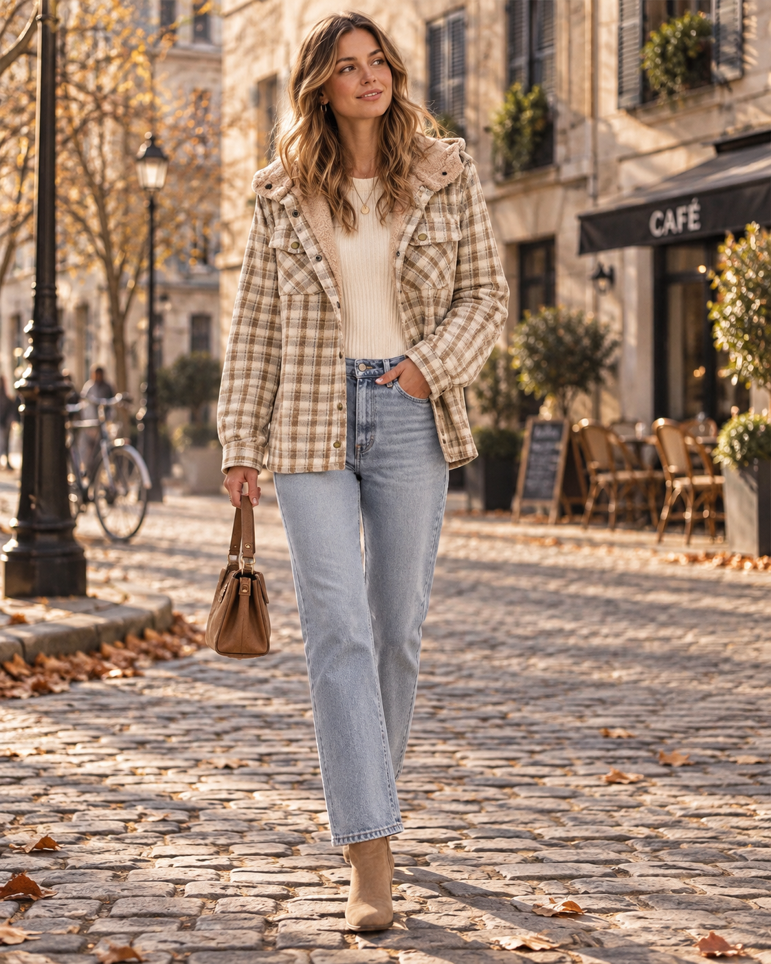Nancy Women's Plaid Hooded Jacket – Fleece Lined, Button Front & Relaxed Fit