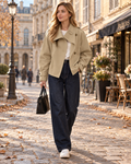 Heather Women's High-Neck Jacket – Elasticated Waist, Long Sleeves & Regular Fit