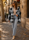 Rilke Women's Plaid Shacket – Loose Silhouette, Button-Up Front & Chest Pocket