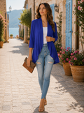Cato Women's Cardigan – Lightweight Open-Front Design, 3/4 Sleeves & Ruffle Trim