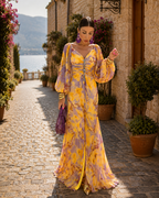 Osmund Women's Floral Maxi Dress – Deep V-Neckline, Side Slit & Flowy Fit