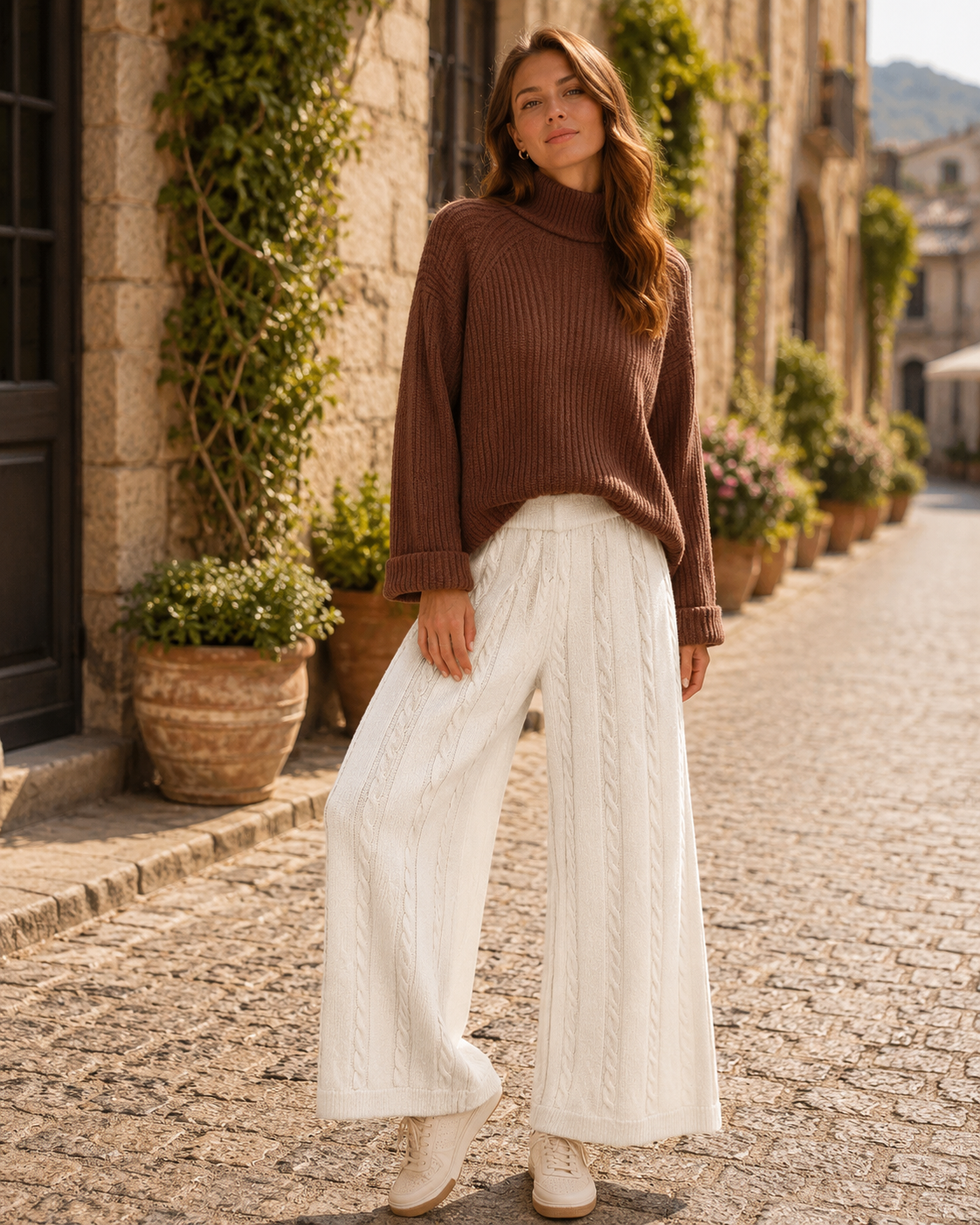 Zelie Women's Plush Lounge Set – Patchwork Design, Straight-Leg Trousers & Insulating Fabric