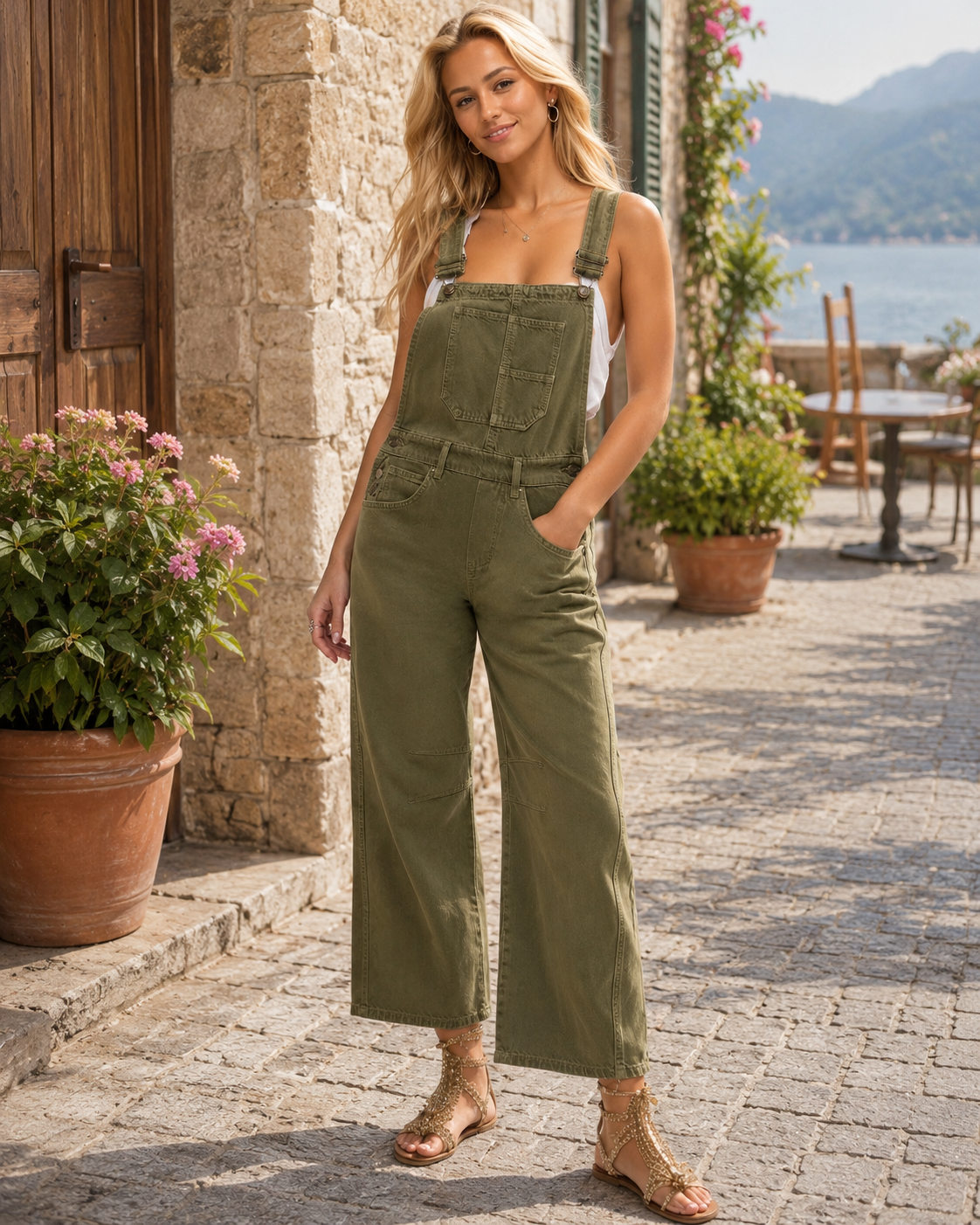 Dagny Women's Denim Overalls – Wide Leg, Adjustable Straps & Deep Handy Pockets