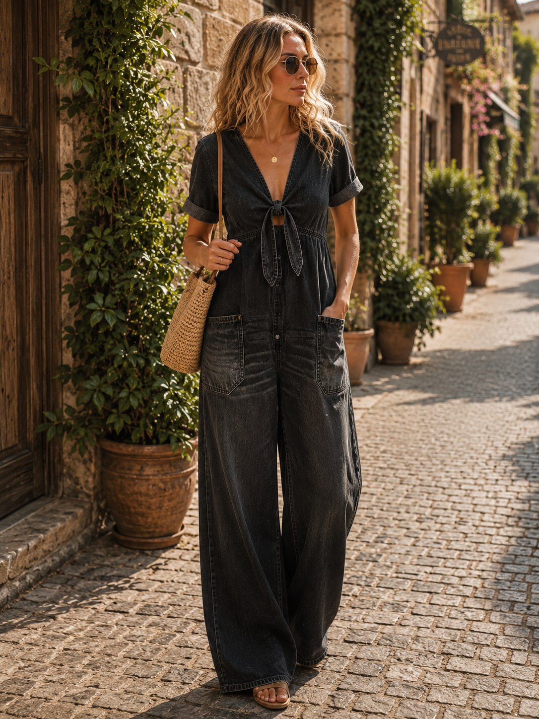 Vireo Women's Denim Jumpsuit – Gentle Fabric, Flattering Fit & Versatile Style