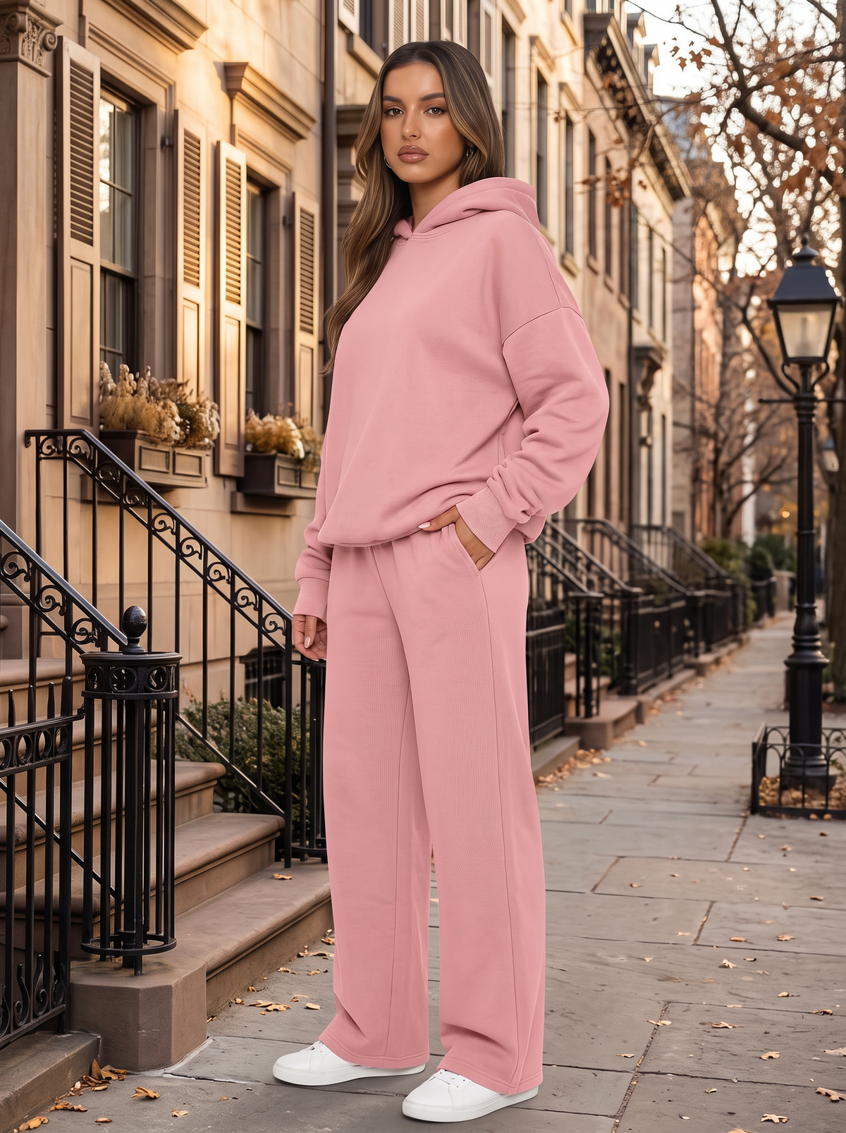 Cheryl Women's 2-Piece Lounge Set – Hoodie, Wide-Leg Trousers & Pockets