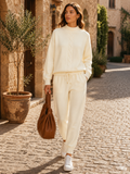 Sorcha Women's Knit Lounge Set – Sweater, High-Waist Trousers & Plush Knit