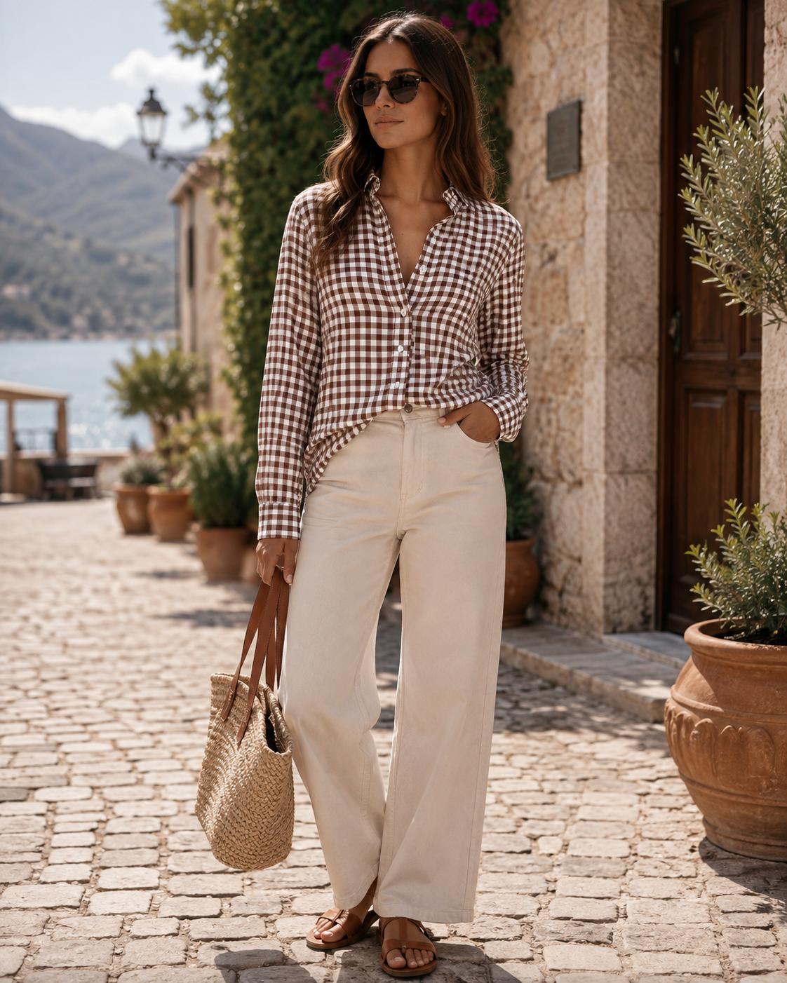 Xoana Women's Ruffle Collar Blouse – V-Neckline, Button-Up Front & Tailored Fit