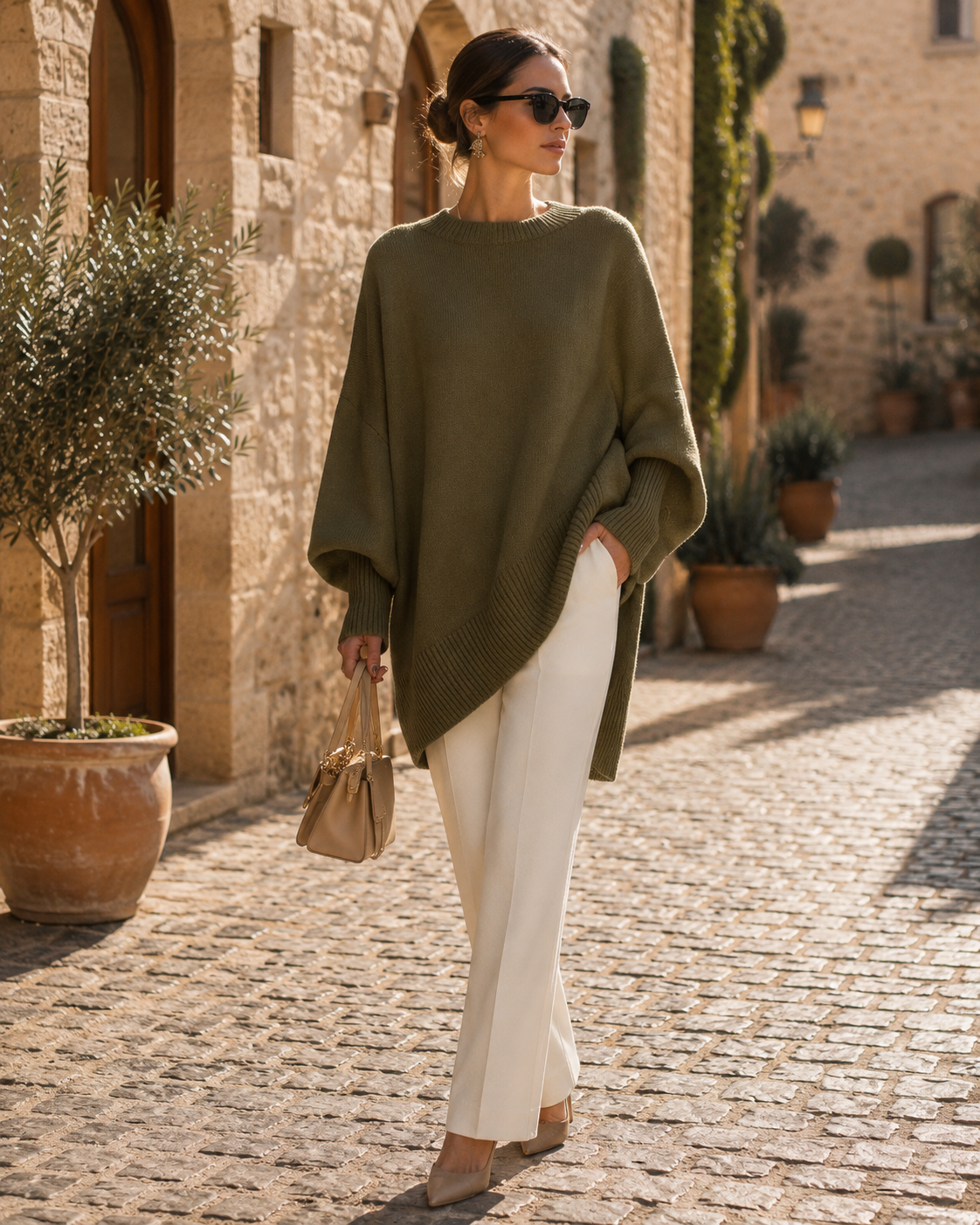 Wenceslas Women's Batwing Knit Top – Irregular Hem, Easy Fit & Plush Knit