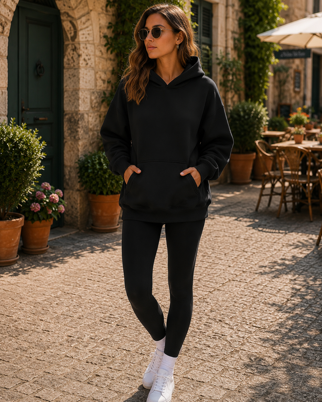 Magnhild Women's Fleece Hoodie – Loose Silhouette, Front Pouch Pocket & Dropped-Shoulder Design