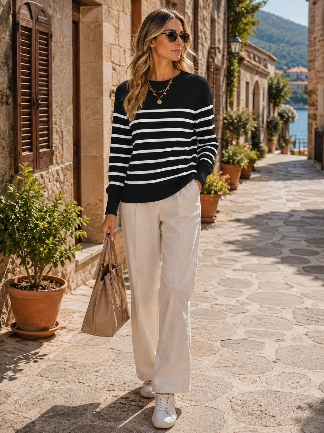 Winnifred Women's Crewneck Sweater – Plush Stretch Knit, Full-Length Sleeves & Easy Fit