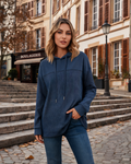 Georgia Women's Waffle Knit Hoodie – Long Sleeve Relaxed Fit Pullover with Drawstring