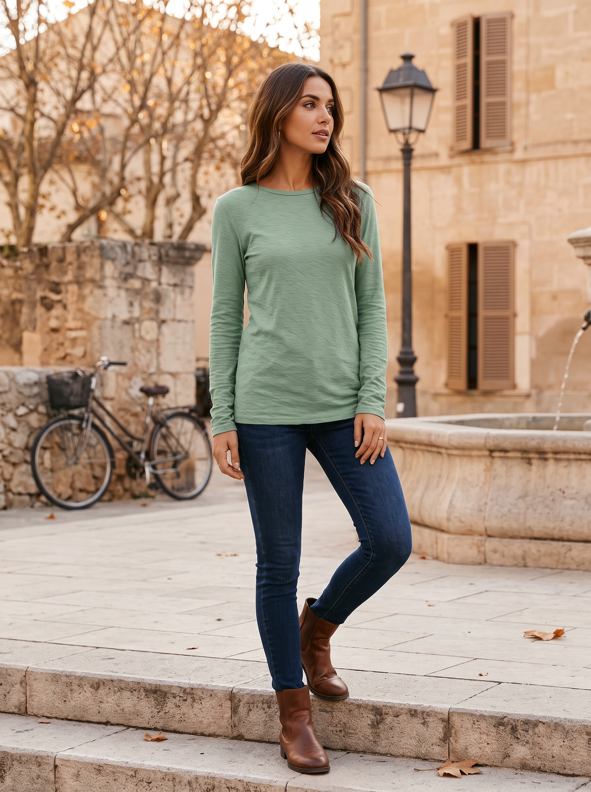 Lisa Women's Crew Neck Top – Slim Fit, Long Sleeves & 4-Way Stretch