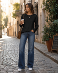 Xarles Women's Batwing Tunic Top – Full-Length Sleeves, Round Neckline & Curved Hem